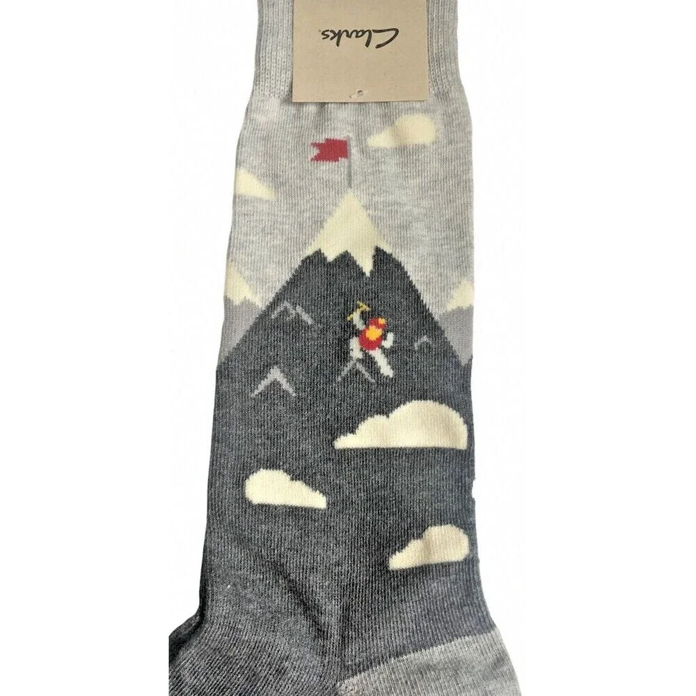 Clarks Mens Socks Mountain Skier Climber Snow Charcoal Gray Dress Casual Cotton